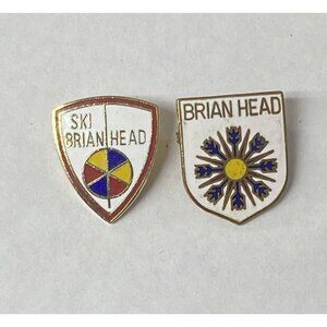 BRIAN HEAD LOT 2 Pins Ski Pin Badge UTAH Skiing Resort Travel Lapel